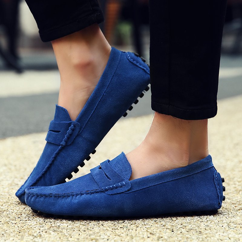 High Quality Suede Men Casual Shoes Light Non-slip Mens Driving Shoes Slip on Flats Loafers Leather Shoes 10 Colors Size 38-49