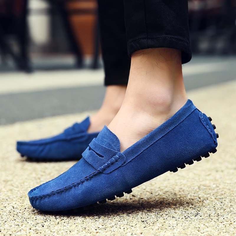High Quality Suede Men Casual Shoes Light Non-slip Mens Driving Shoes Slip on Flats Loafers Leather Shoes 10 Colors Size 38-49
