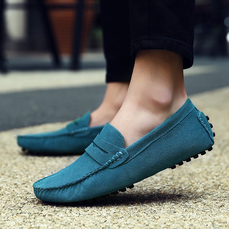 High Quality Suede Men Casual Shoes Light Non-slip Mens Driving Shoes Slip on Flats Loafers Leather Shoes 10 Colors Size 38-49