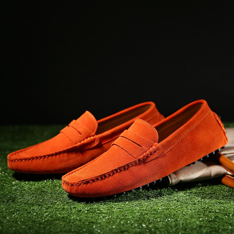 High Quality Suede Men Casual Shoes Light Non-slip Mens Driving Shoes Slip on Flats Loafers Leather Shoes 10 Colors Size 38-49