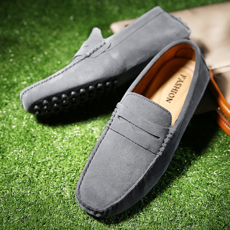 High Quality Suede Men Casual Shoes Light Non-slip Mens Driving Shoes Slip on Flats Loafers Leather Shoes 10 Colors Size 38-49
