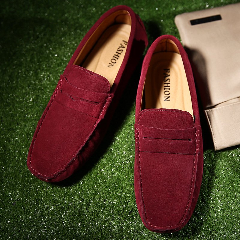 High Quality Suede Men Casual Shoes Light Non-slip Mens Driving Shoes Slip on Flats Loafers Leather Shoes 10 Colors Size 38-49