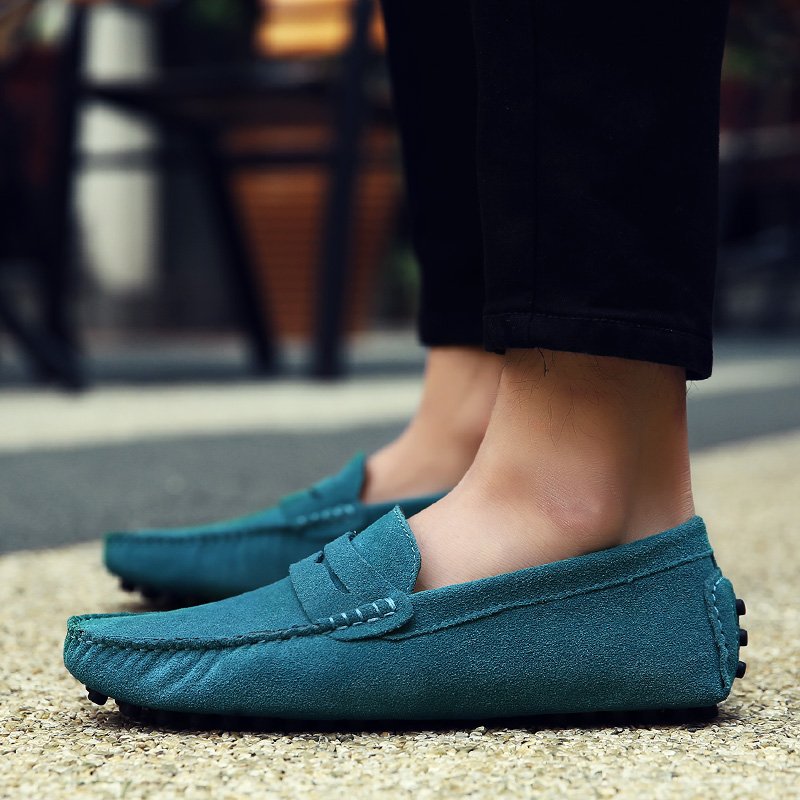 High Quality Suede Men Casual Shoes Light Non-slip Mens Driving Shoes Slip on Flats Loafers Leather Shoes 10 Colors Size 38-49