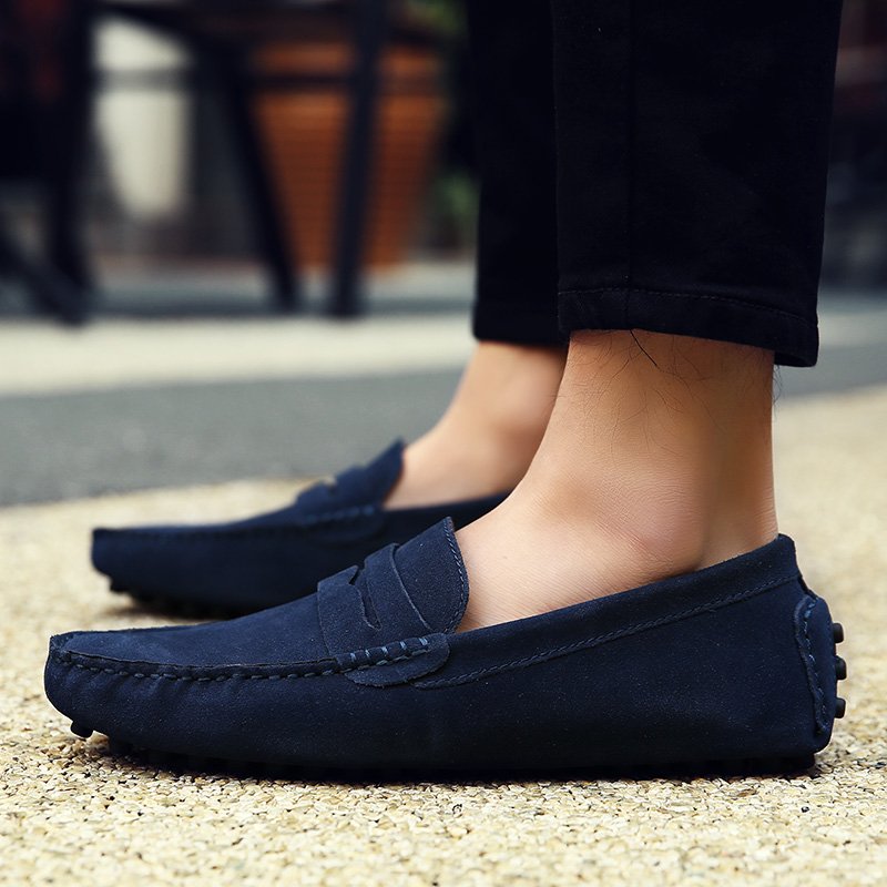 High Quality Suede Men Casual Shoes Light Non-slip Mens Driving Shoes Slip on Flats Loafers Leather Shoes 10 Colors Size 38-49