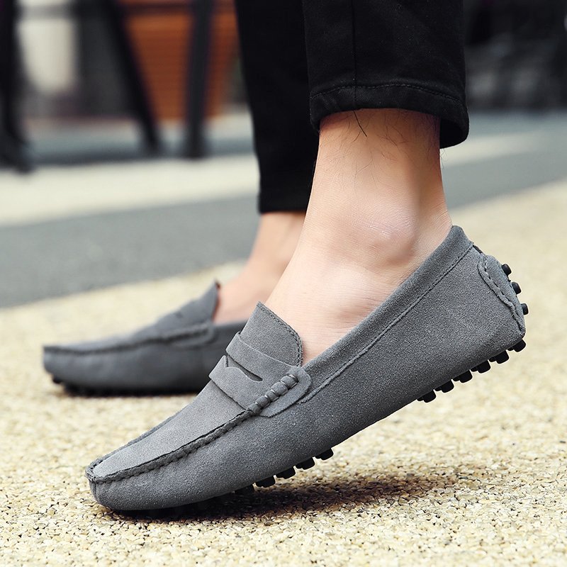 High Quality Suede Men Casual Shoes Light Non-slip Mens Driving Shoes Slip on Flats Loafers Leather Shoes 10 Colors Size 38-49