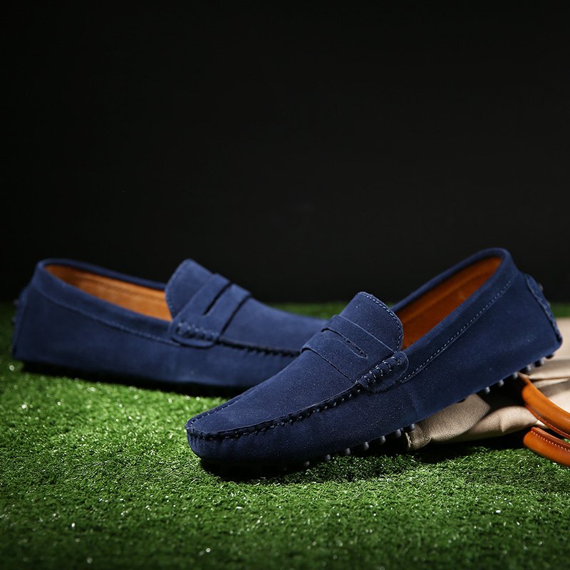 High Quality Suede Men Casual Shoes Light Non-slip Mens Driving Shoes Slip on Flats Loafers Leather Shoes 10 Colors Size 38-49