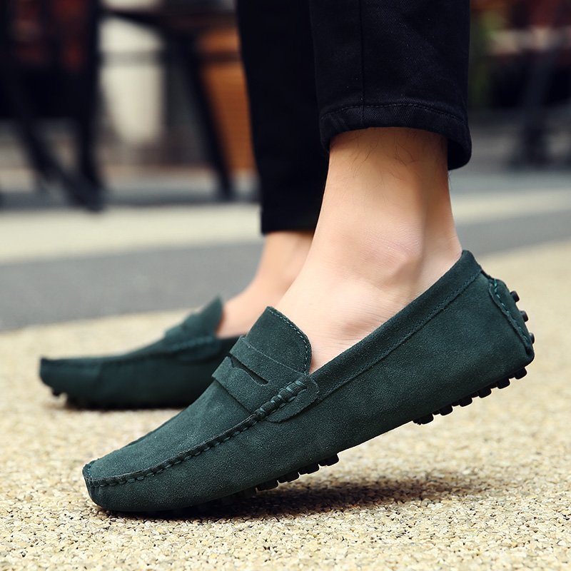 High Quality Suede Men Casual Shoes Light Non-slip Mens Driving Shoes Slip on Flats Loafers Leather Shoes 10 Colors Size 38-49