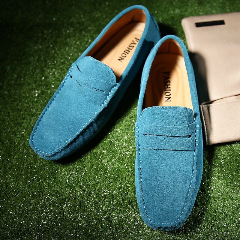 High Quality Suede Men Casual Shoes Light Non-slip Mens Driving Shoes Slip on Flats Loafers Leather Shoes 10 Colors Size 38-49