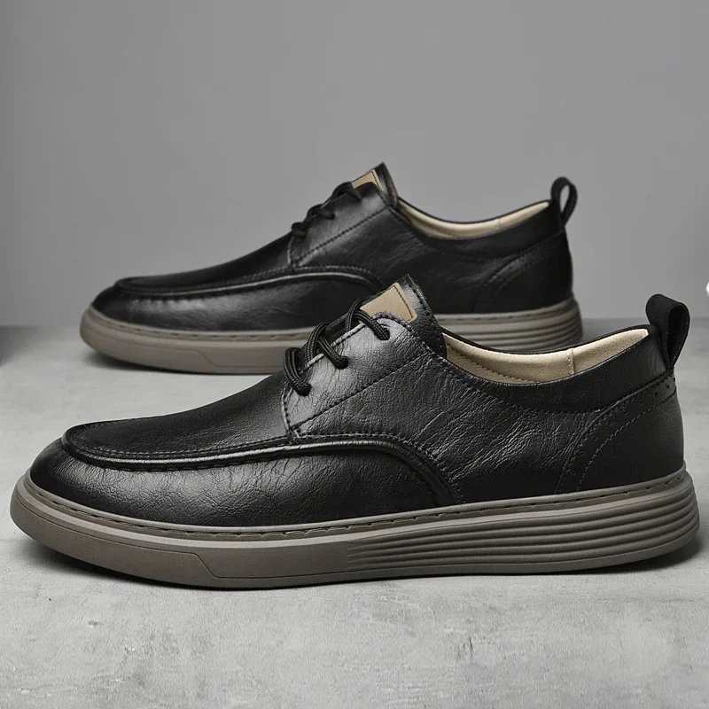 Classic Mens breathable sneakers genuine leather men casual shoes all-match lace-up men's walking shoes men antiskid footwear