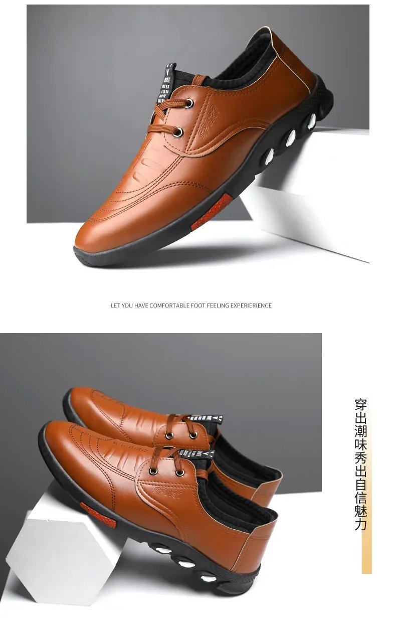 Mens Casual Shoes 2024 Spring Soft Leather Flats for Male Slip on Comfortable Walking Sneakers Non Slip Dress Formal Loafers