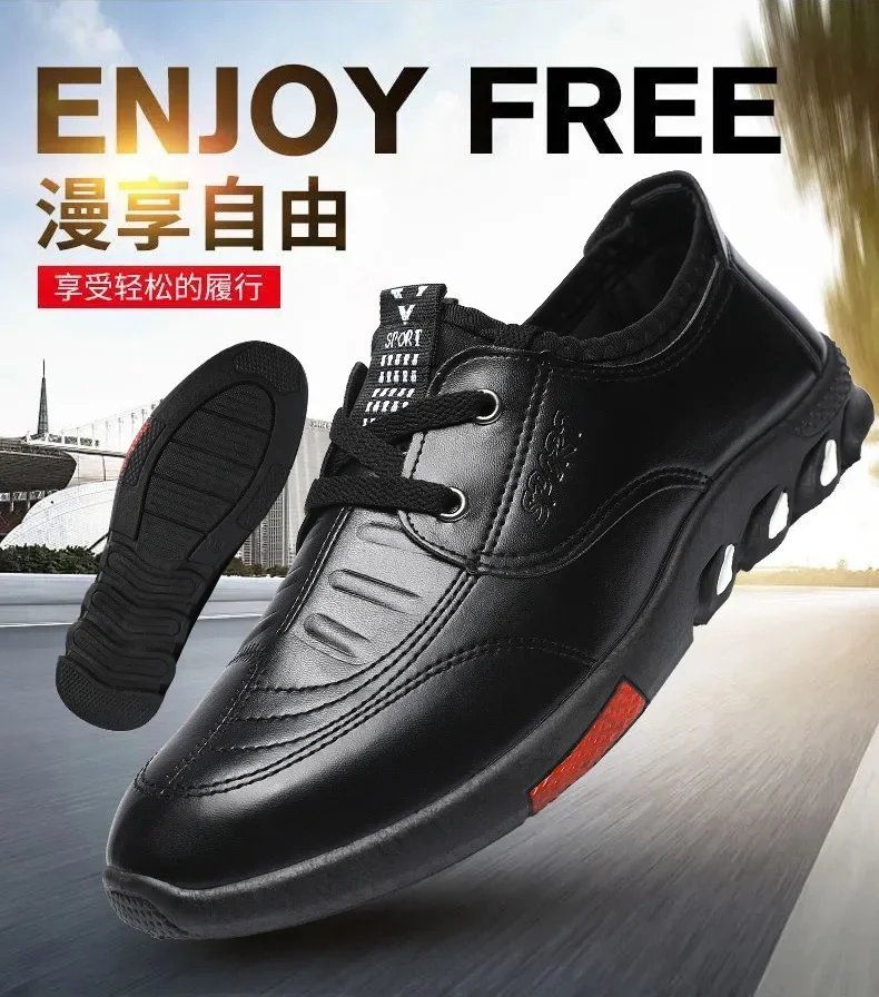 Mens Casual Shoes 2024 Spring Soft Leather Flats for Male Slip on Comfortable Walking Sneakers Non Slip Dress Formal Loafers
