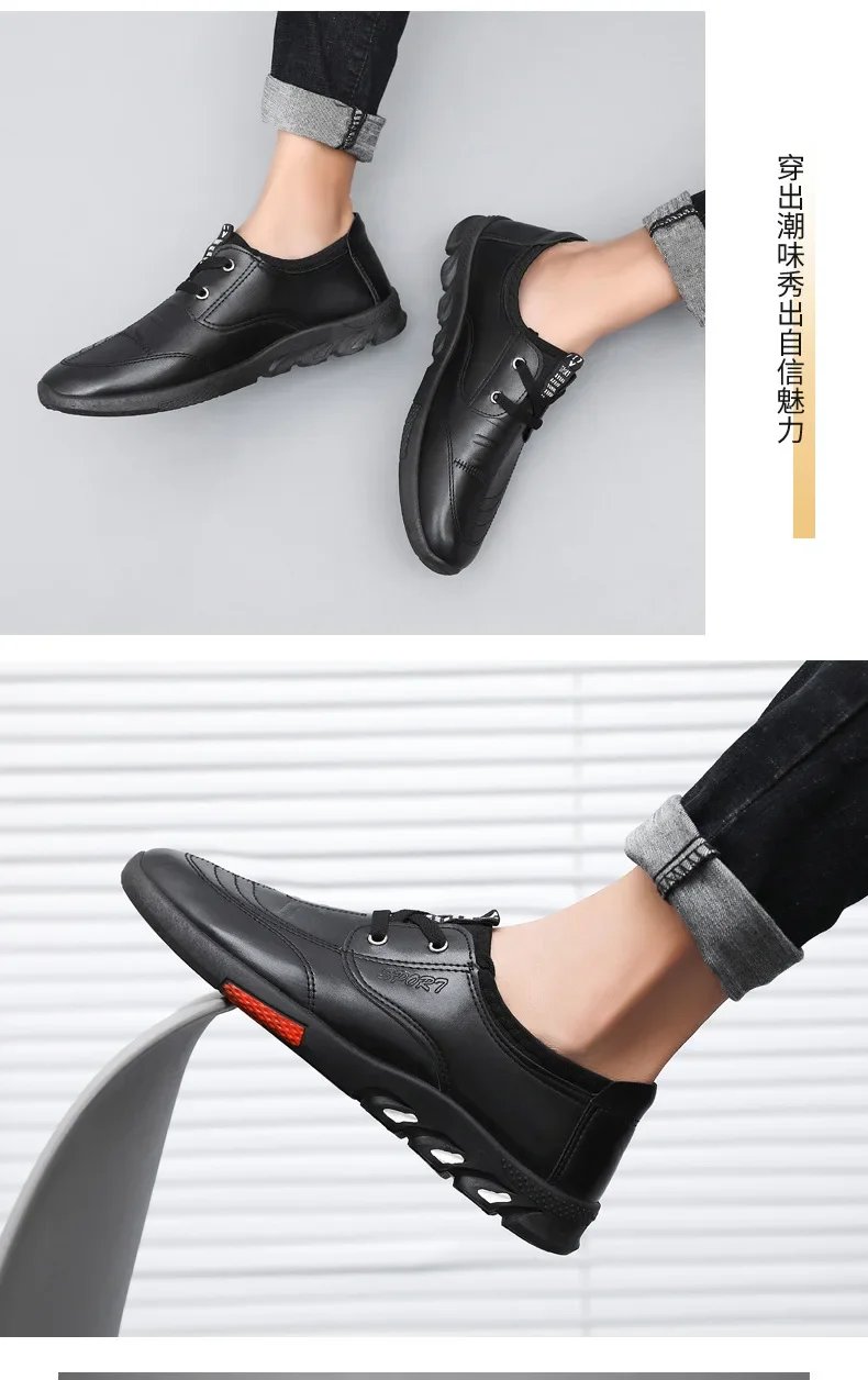 Mens Casual Shoes 2024 Spring Soft Leather Flats for Male Slip on Comfortable Walking Sneakers Non Slip Dress Formal Loafers