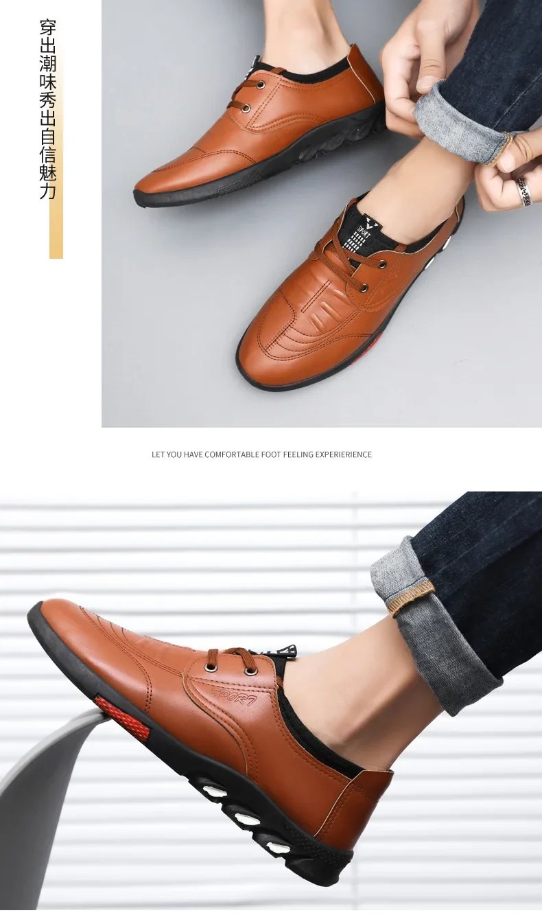 Mens Casual Shoes 2024 Spring Soft Leather Flats for Male Slip on Comfortable Walking Sneakers Non Slip Dress Formal Loafers