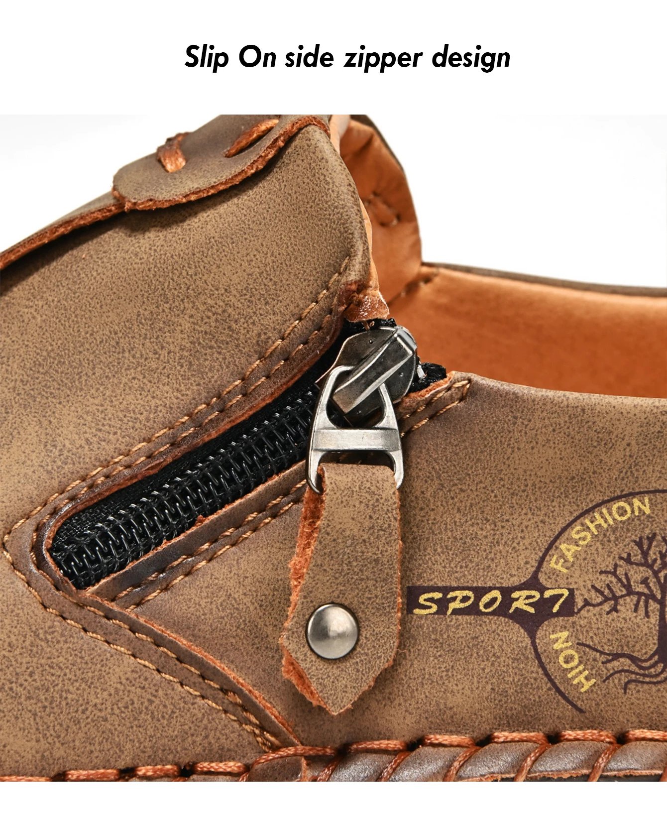 Handmade Leather Men Shoes Casual Loafers Slip OnZipper Split Leather Shoes Men Flats Hot Sale Moccasins Shoes Dropshipping