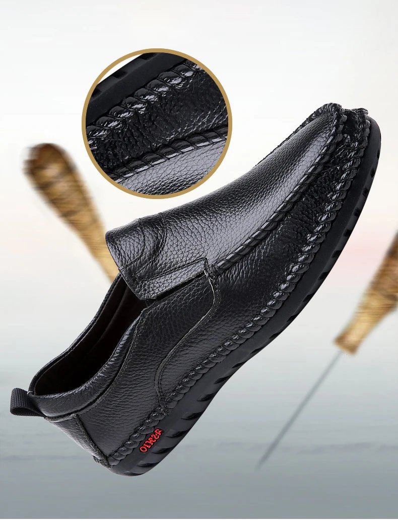 Breathable Genuine Leather Men Shoes Summer Slip On Loafers Men Casual Leather Shoes Blue Flats Hot Sale Driving Shoes Moccasins