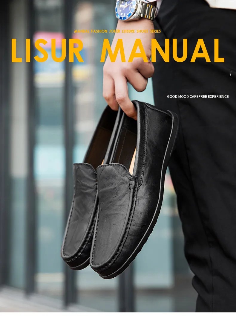 Genuine Leather Men Shoes Casual Luxury Brand Men Loafers Italian Moccasins Breathable Slip on Men Driving Shoes Chaussure Homme