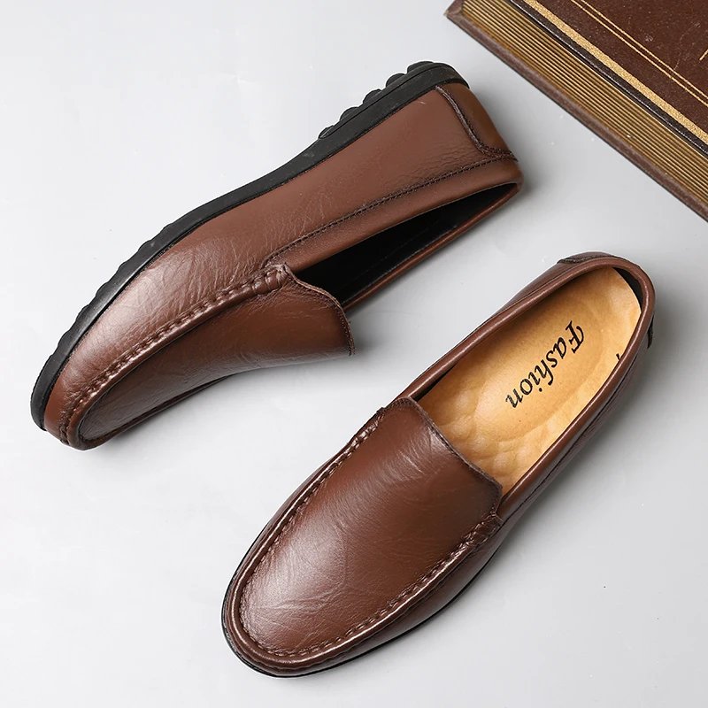 Genuine Leather Men Shoes Casual Luxury Brand Men Loafers Italian Moccasins Breathable Slip on Men Driving Shoes Chaussure Homme