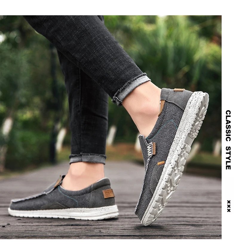 Summer Breathable Canvas Shoes Men Loafers Slip On Light Sneakers Comfty Casual Men Shoes Lightweight Flats Men Walking Zapatos