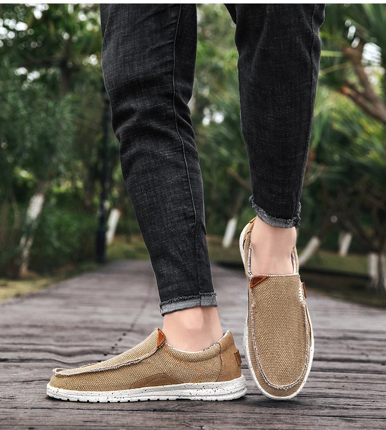 Summer Breathable Canvas Shoes Men Loafers Slip On Light Sneakers Comfty Casual Men Shoes Lightweight Flats Men Walking Zapatos