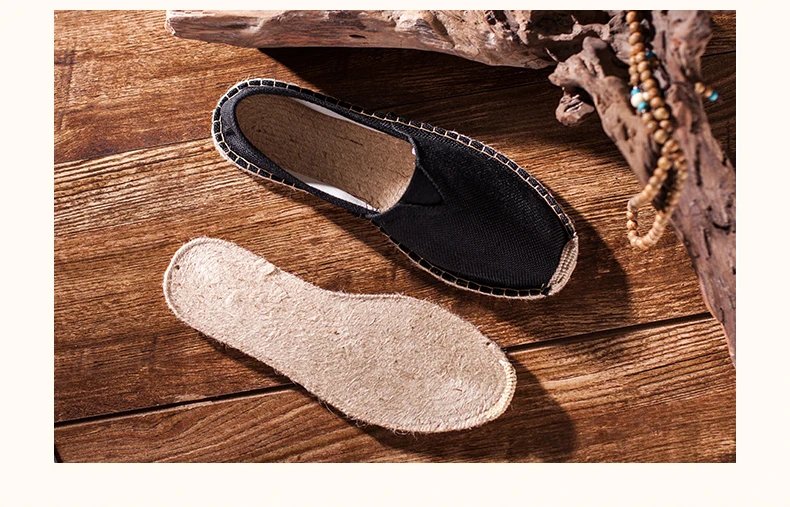 Women Sewing Flax Shoes Slip on Loafers Casual Shoes Man Espadrilles Hemp Canvas Flat Shoes Plus Size Fisherman Driving Footwear