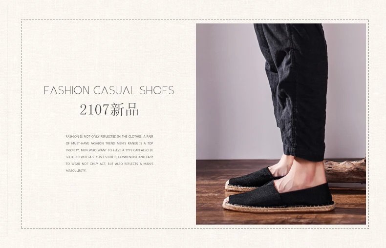 Women Sewing Flax Shoes Slip on Loafers Casual Shoes Man Espadrilles Hemp Canvas Flat Shoes Plus Size Fisherman Driving Footwear