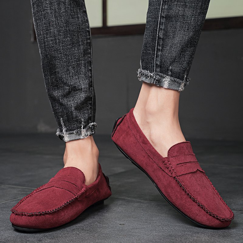 Fashion Lightweight Suede Men Casual Shoes Lazy Shoes Male Breathable Slip-on Mens Driving Shoes Comfortable Loafers Moccasins