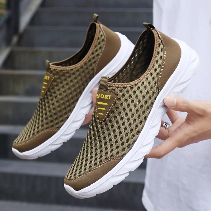 2023 New Sneakers Men Breathable Mesh Lightweight Casual Walking Man Shoes Slip-On Driving Men Loafers Zapatos Casuales