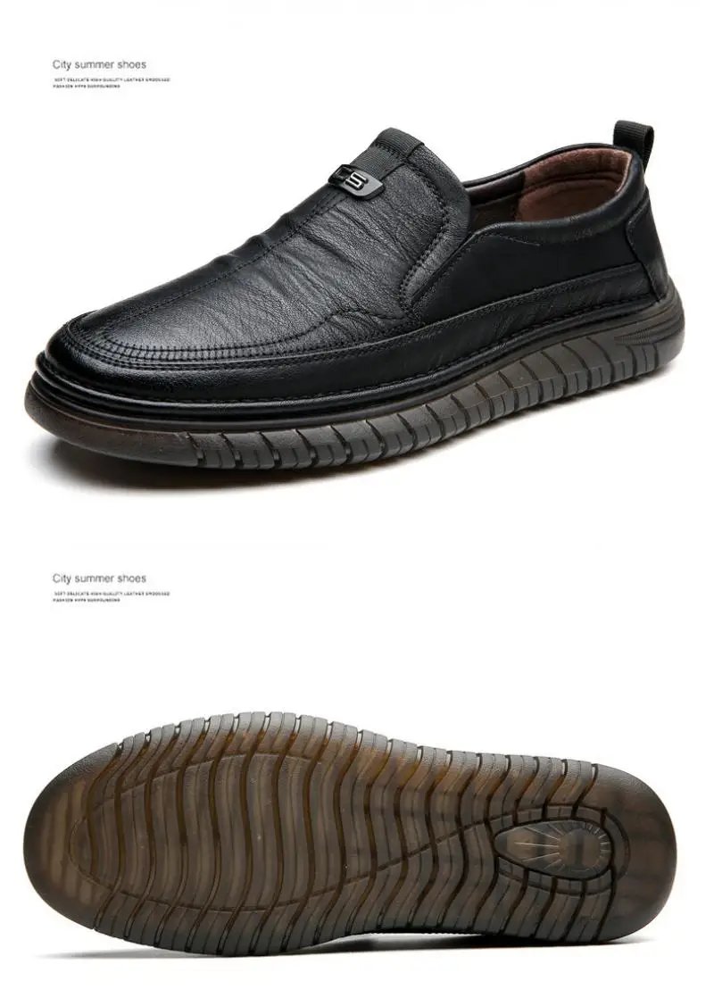 Handmade Cow Leather Shoes for Men Business Casual Shoes Lightweight Soft Bottom Loafers Driving Flat Shoe Slip on Male Footwear