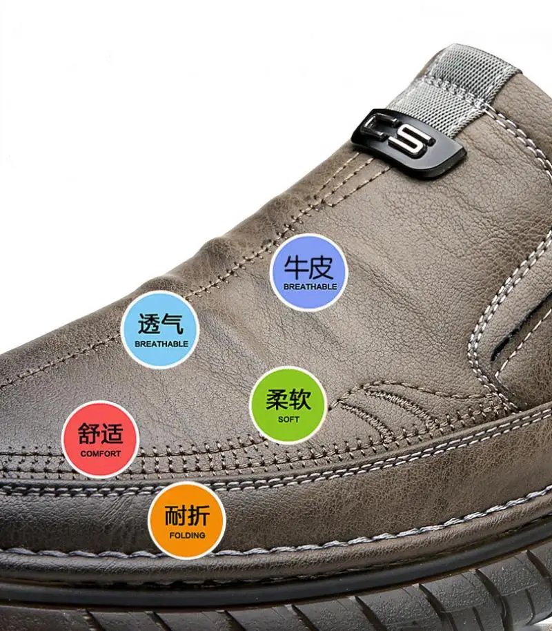 Handmade Cow Leather Shoes for Men Business Casual Shoes Lightweight Soft Bottom Loafers Driving Flat Shoe Slip on Male Footwear