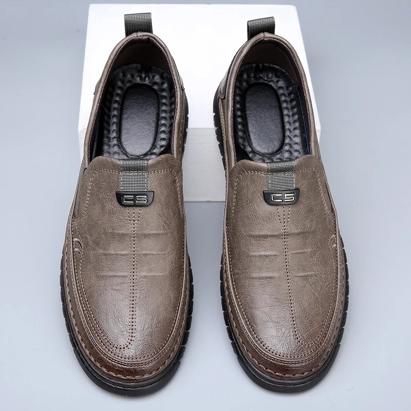 Handmade Cow Leather Shoes for Men Business Casual Shoes Lightweight Soft Bottom Loafers Driving Flat Shoe Slip on Male Footwear