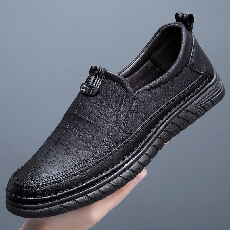 Handmade Cow Leather Shoes for Men Business Casual Shoes Lightweight Soft Bottom Loafers Driving Flat Shoe Slip on Male Footwear