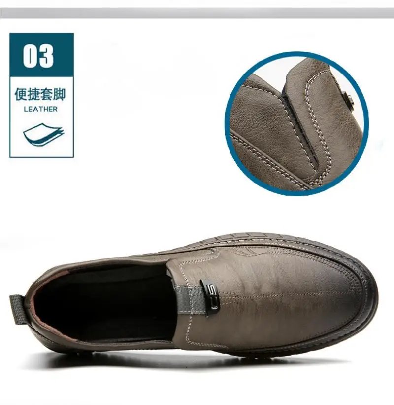 Handmade Cow Leather Shoes for Men Business Casual Shoes Lightweight Soft Bottom Loafers Driving Flat Shoe Slip on Male Footwear