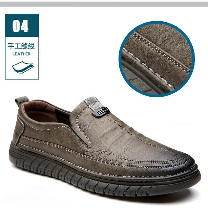 Handmade Cow Leather Shoes for Men Business Casual Shoes Lightweight Soft Bottom Loafers Driving Flat Shoe Slip on Male Footwear