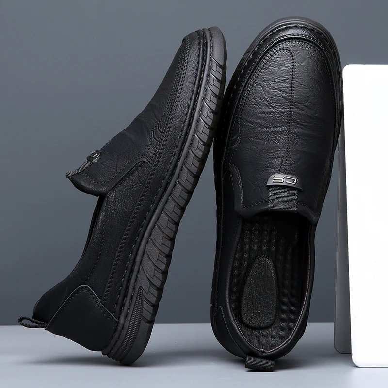 Handmade Cow Leather Shoes for Men Business Casual Shoes Lightweight Soft Bottom Loafers Driving Flat Shoe Slip on Male Footwear