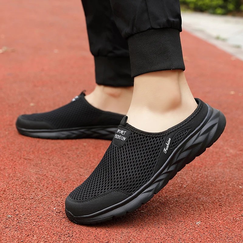Casual Shoes Men Summer Half Shoes Slippers Slides Slip on Shoes Men Mesh Breathable Soft Comfortable Slippers for Men