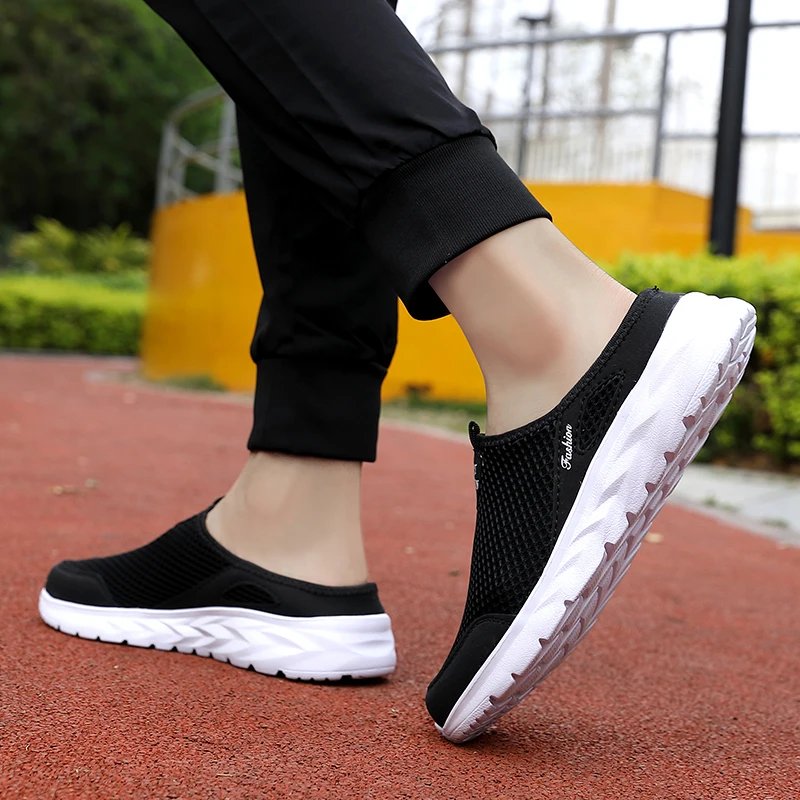 Casual Shoes Men Summer Half Shoes Slippers Slides Slip on Shoes Men Mesh Breathable Soft Comfortable Slippers for Men