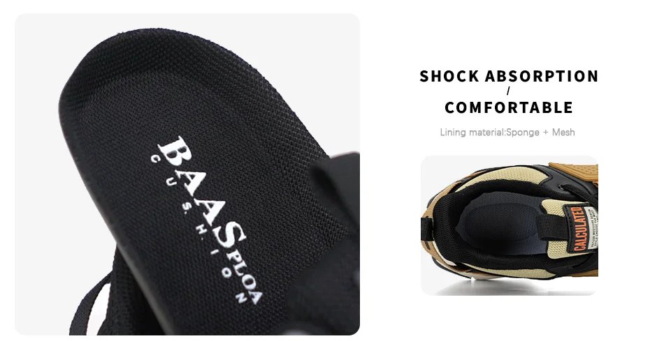 Baasploa Men Casual Waterproof Running Shoes Fashion Leather Skateboard Shoes Non-slip Wear-resistant Male Sport Shoes New