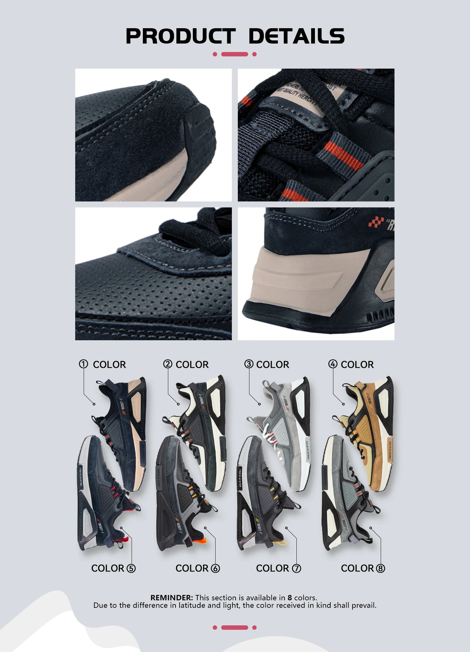 Baasploa Men Casual Waterproof Running Shoes Fashion Leather Skateboard Shoes Non-slip Wear-resistant Male Sport Shoes New