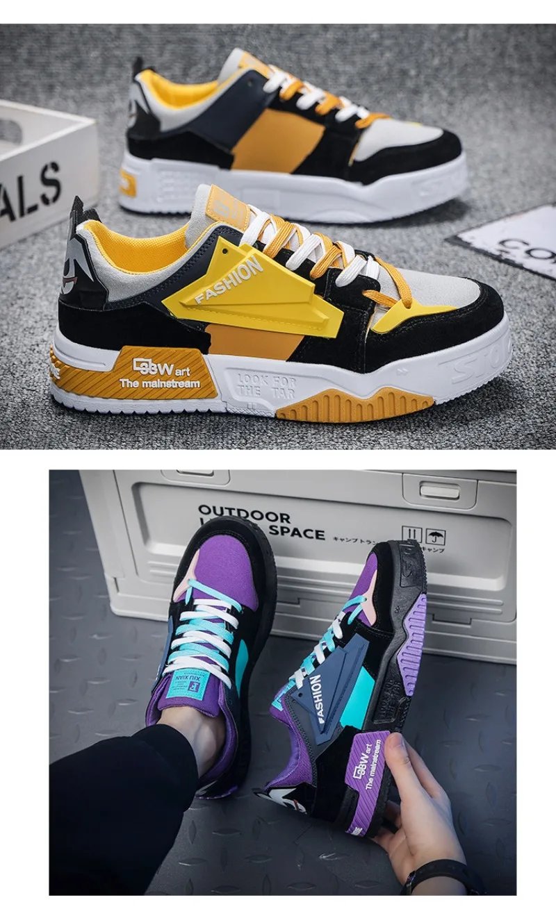 New Men&lsquo;s Sneakers Fashion Skateboard Shoes Outdoor Casual Running Shoes For Men Lace-up Platform Tenis Shoes Zapatillas Hombre