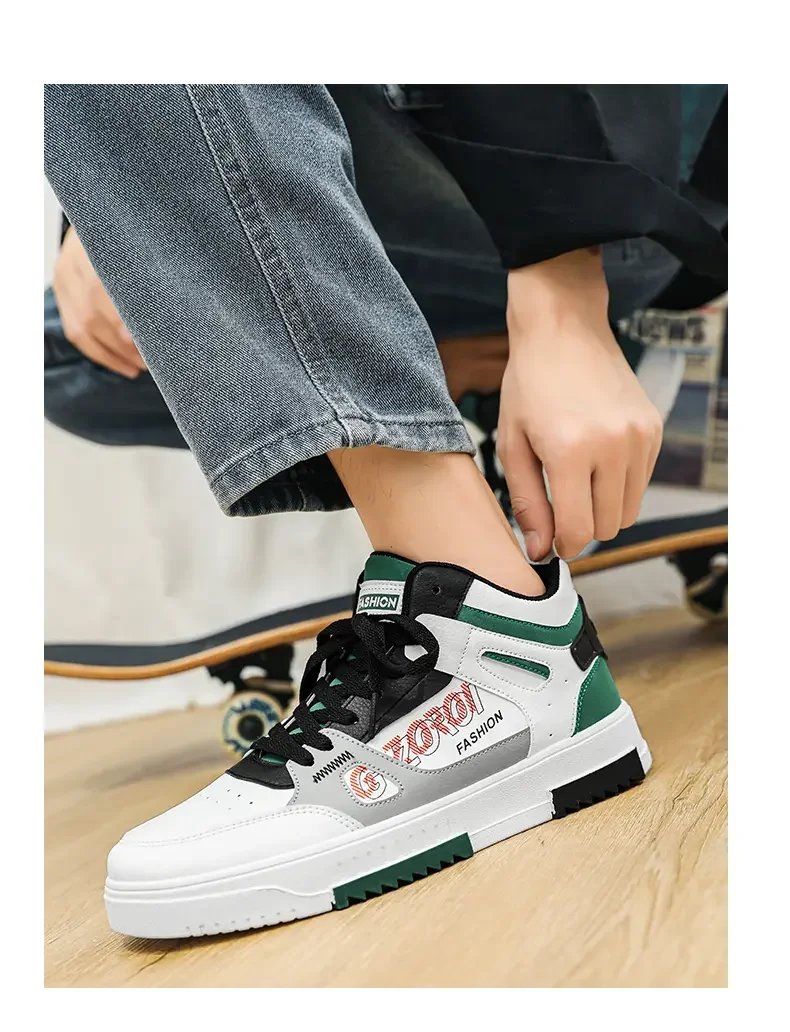 Youth High Top Sneakers For Men New Fashion Brand Good Quality Casual Men's Shoes Comfortable Non-slip Man Flat Skateboard Shoes
