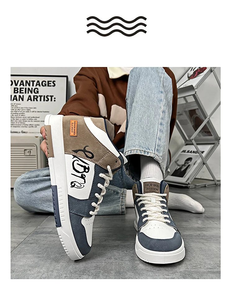 Youth High Top Sneakers For Men New Fashion Brand Good Quality Casual Men's Shoes Comfortable Non-slip Man Flat Skateboard Shoes