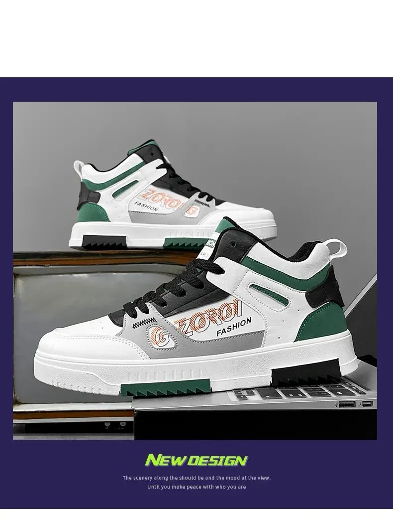 Youth High Top Sneakers For Men New Fashion Brand Good Quality Casual Men's Shoes Comfortable Non-slip Man Flat Skateboard Shoes