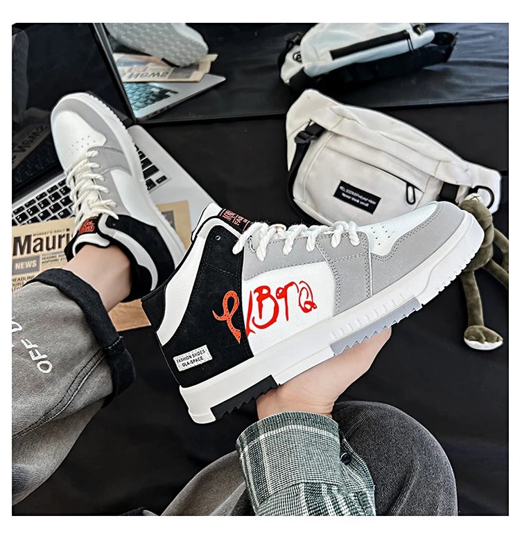 Youth High Top Sneakers For Men New Fashion Brand Good Quality Casual Men's Shoes Comfortable Non-slip Man Flat Skateboard Shoes