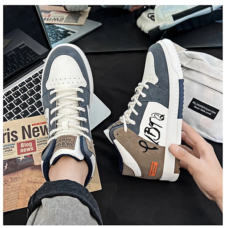 Youth High Top Sneakers For Men New Fashion Brand Good Quality Casual Men's Shoes Comfortable Non-slip Man Flat Skateboard Shoes