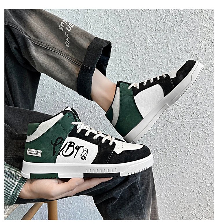 Youth High Top Sneakers For Men New Fashion Brand Good Quality Casual Men's Shoes Comfortable Non-slip Man Flat Skateboard Shoes