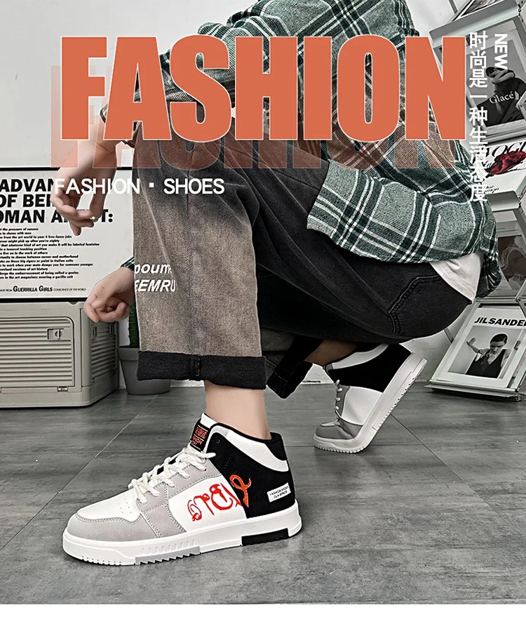 Youth High Top Sneakers For Men New Fashion Brand Good Quality Casual Men's Shoes Comfortable Non-slip Man Flat Skateboard Shoes