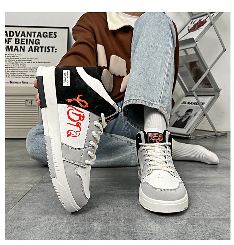Youth High Top Sneakers For Men New Fashion Brand Good Quality Casual Men's Shoes Comfortable Non-slip Man Flat Skateboard Shoes