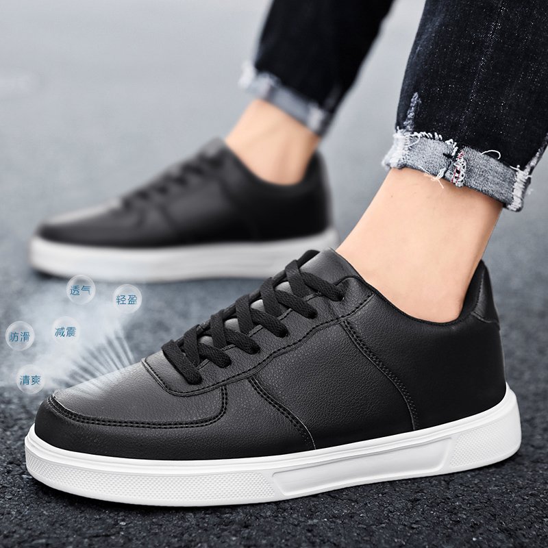 Leather Men White Sneakers Breathable Skateboarding Shoes Mens Outdoor Walking Running Shoes Couple Casual Shoes Size 36-47