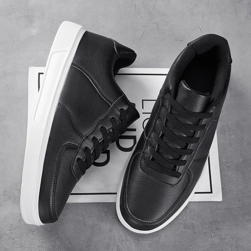 Leather Men White Sneakers Breathable Skateboarding Shoes Mens Outdoor Walking Running Shoes Couple Casual Shoes Size 36-47