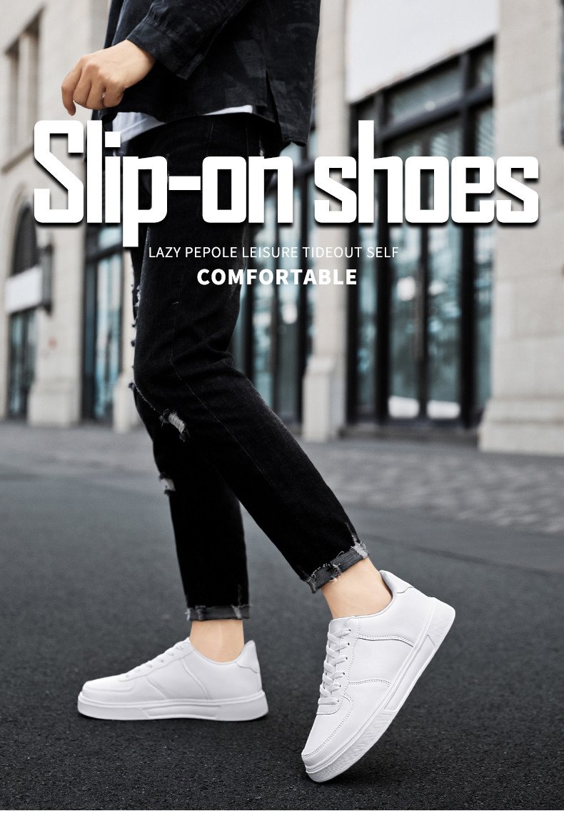 Leather Men White Sneakers Breathable Skateboarding Shoes Mens Outdoor Walking Running Shoes Couple Casual Shoes Size 36-47